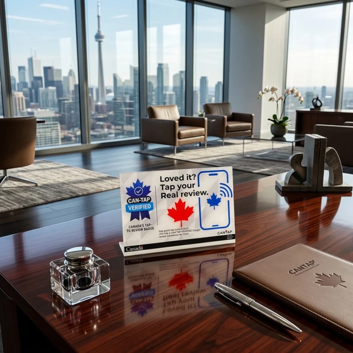 CAN-TAP NFC Review Stand for Real Estate