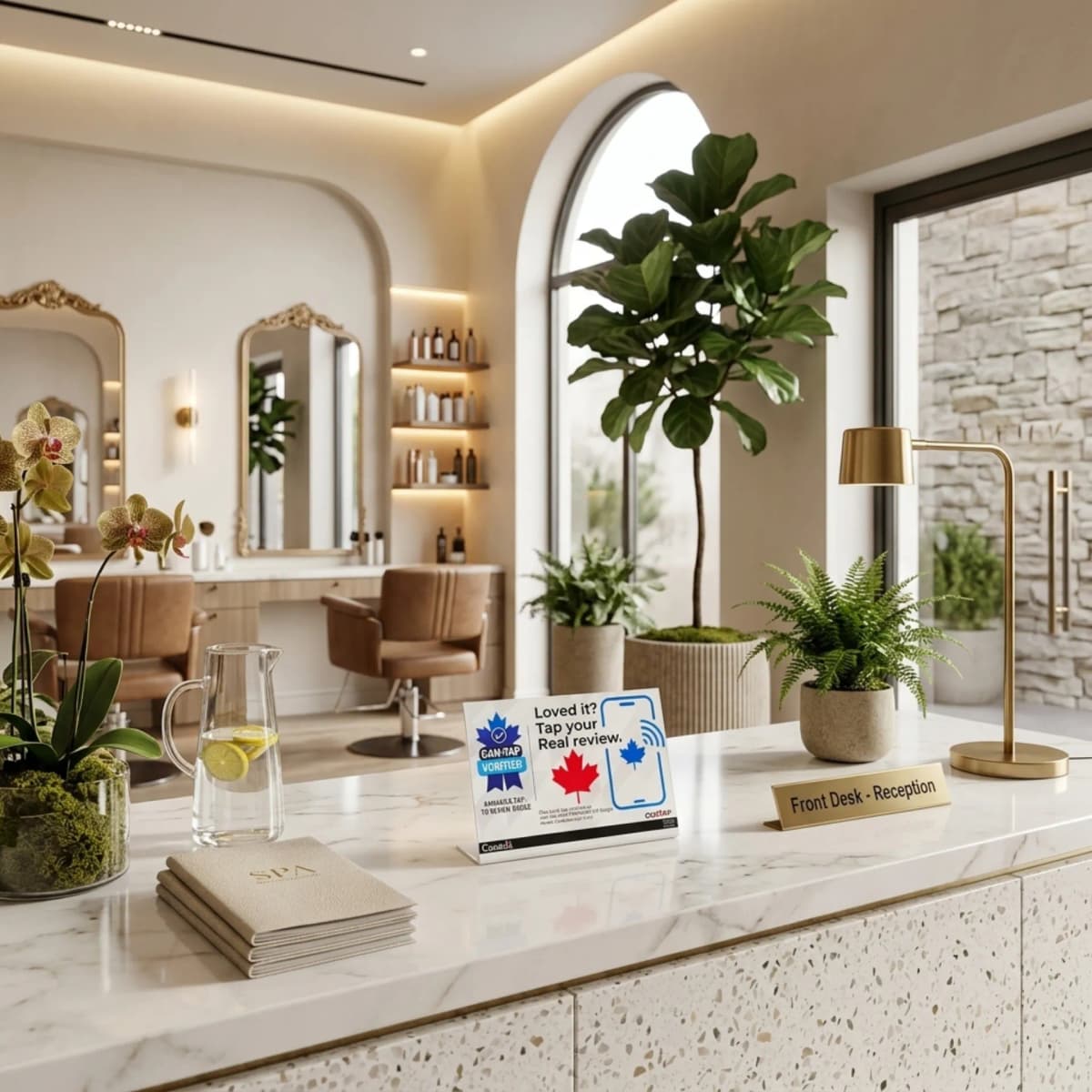 CAN-TAP NFC Review Stand for Salons